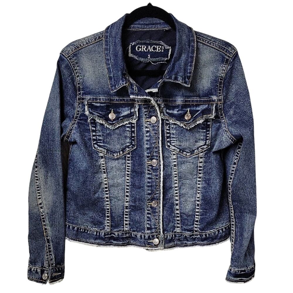 Grace in LA Denim Jean Jacket Womens Size Small